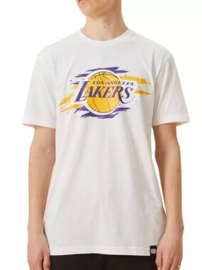 NBA Los Angeles Lakers White Tee with Purple and Gold Logo